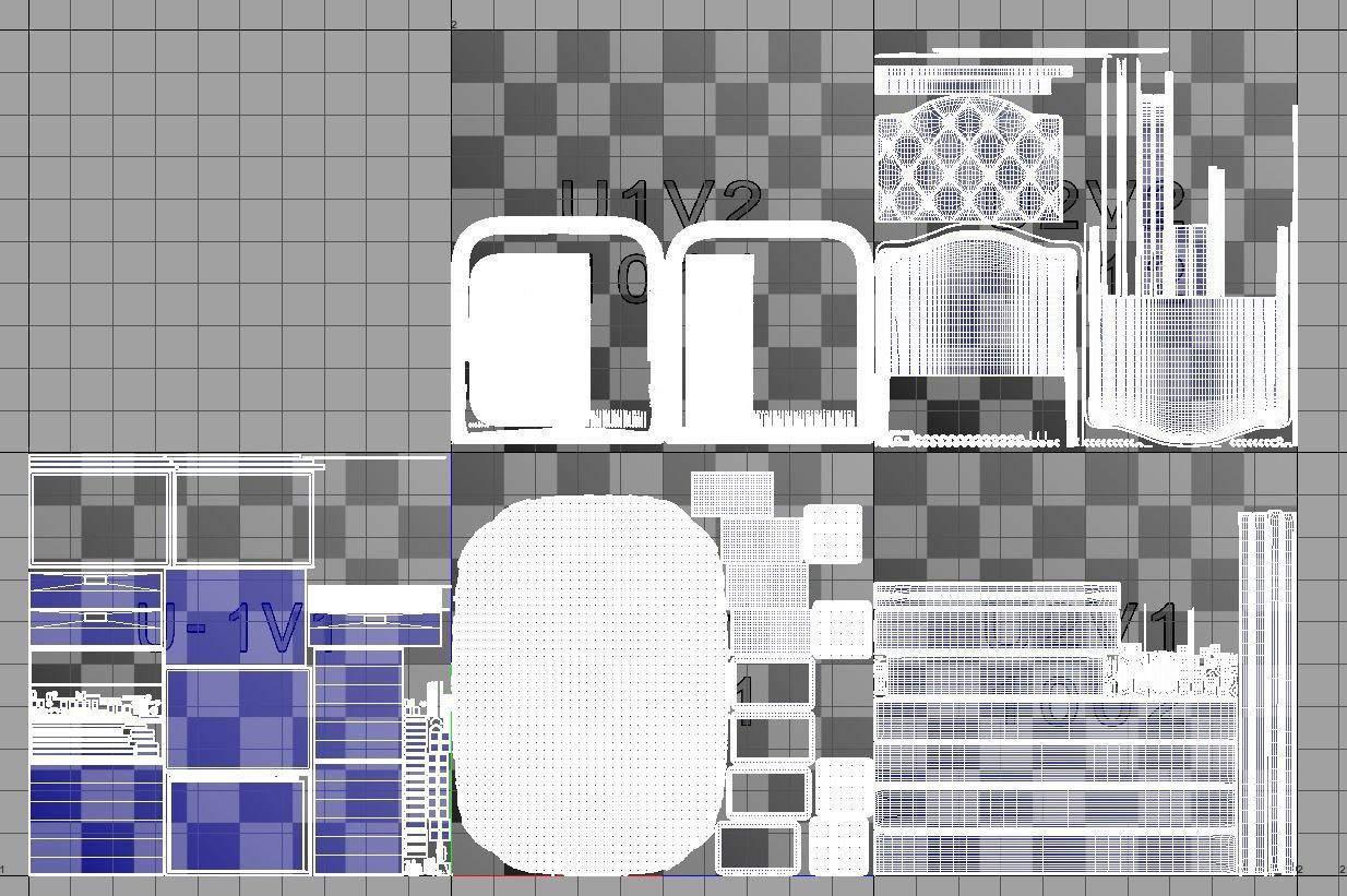 BED 3 bedroom with and two nightstands 3D model_3