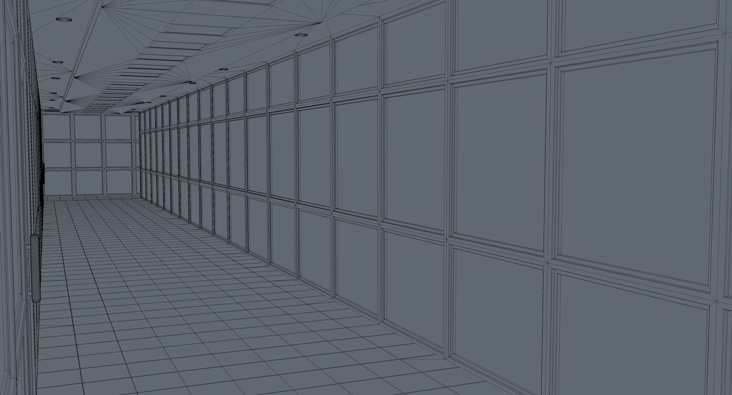 Hospital corridor with Empty rooms 3D model_12