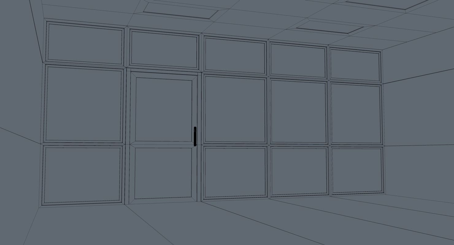 Hospital corridor with Empty rooms 3D model_14