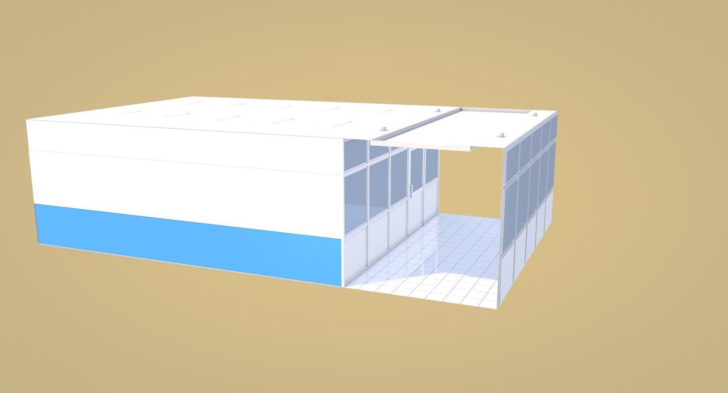 Hospital corridor with Empty rooms 3D model_7