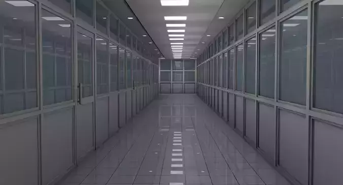Hospital corridor with Empty rooms