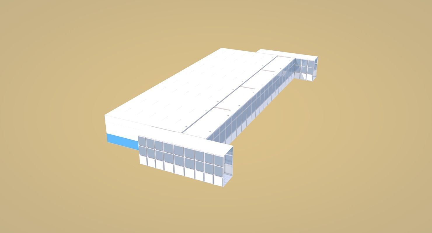 Hospital corridor with Empty rooms 3D model_10