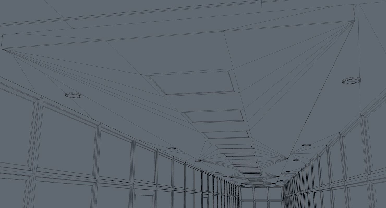 Hospital corridor with Empty rooms 3D model_15