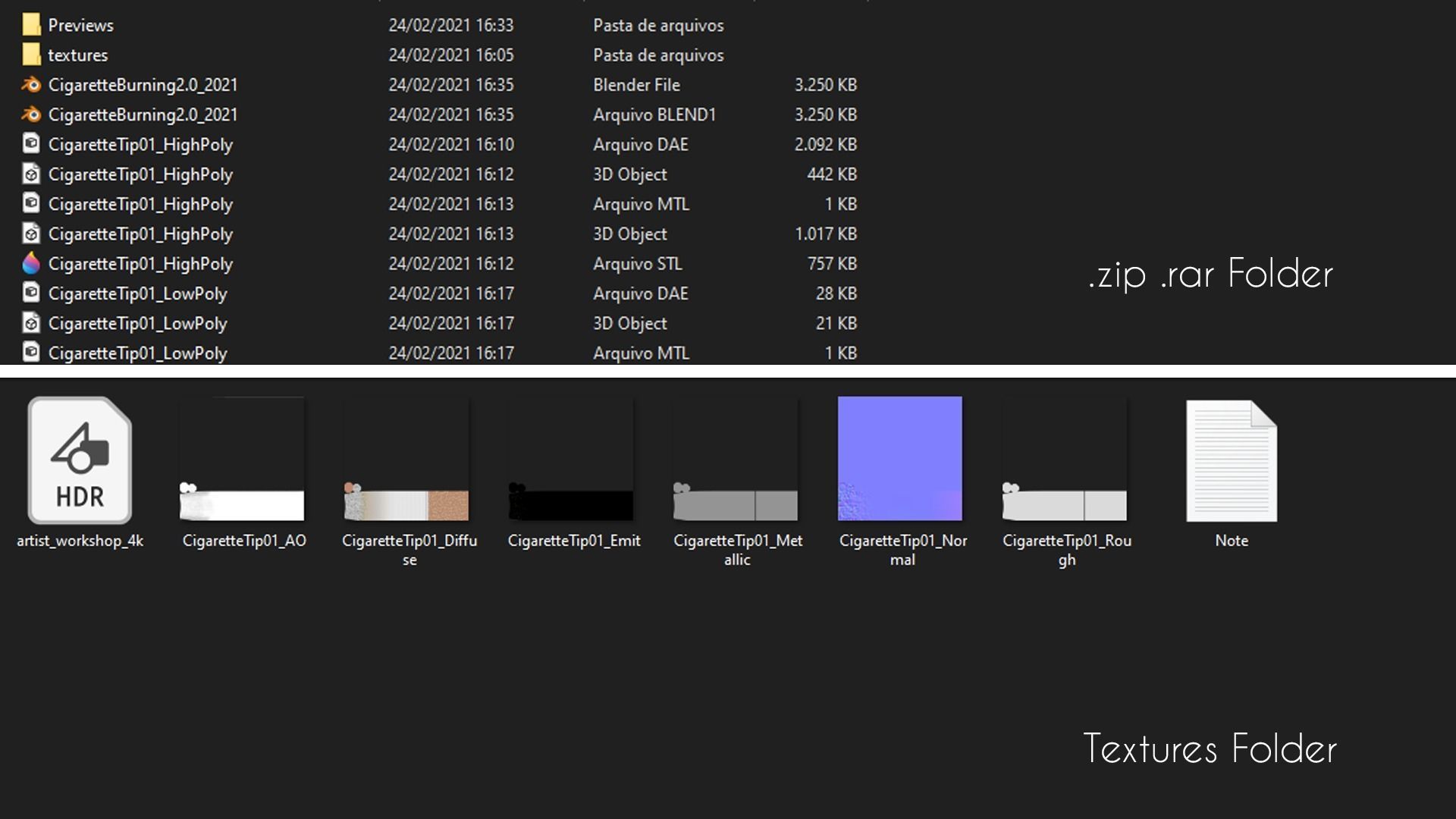 PBR Generic Cigarette Burning  Low-poly 3D model_12