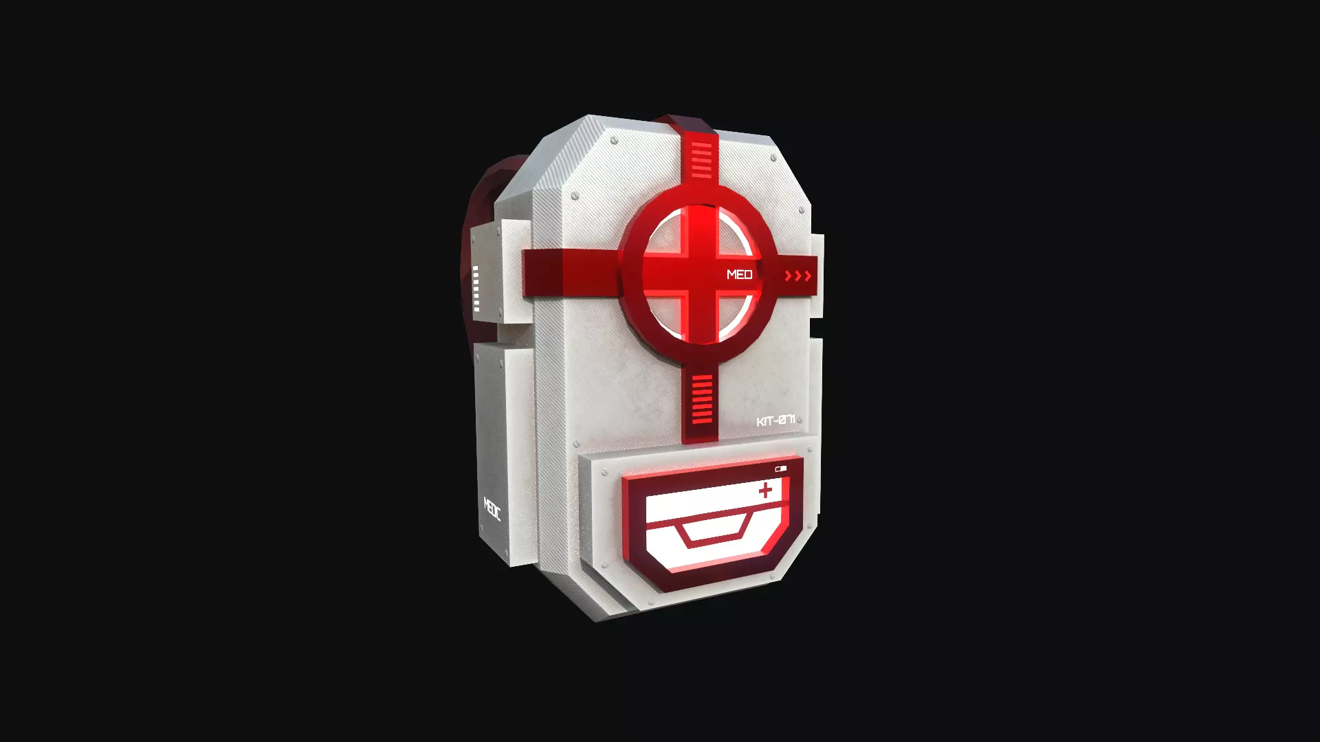 Sci-Fi Medic Kit Backpack - Character Design Low-poly 3D model_0