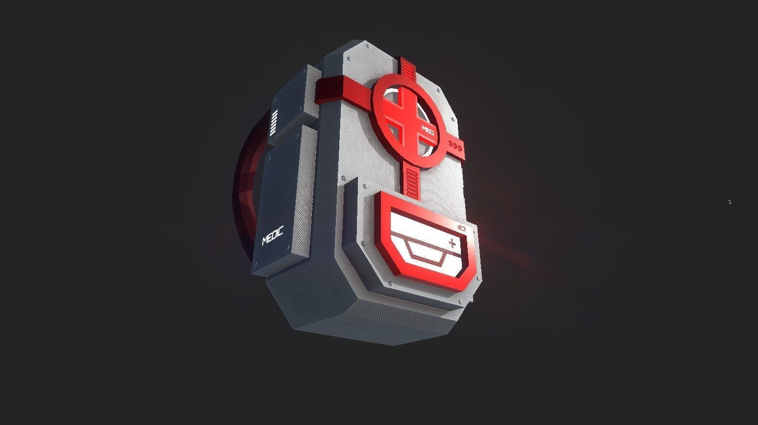 Sci-Fi Medic Kit Backpack - Character Design Low-poly 3D model_12