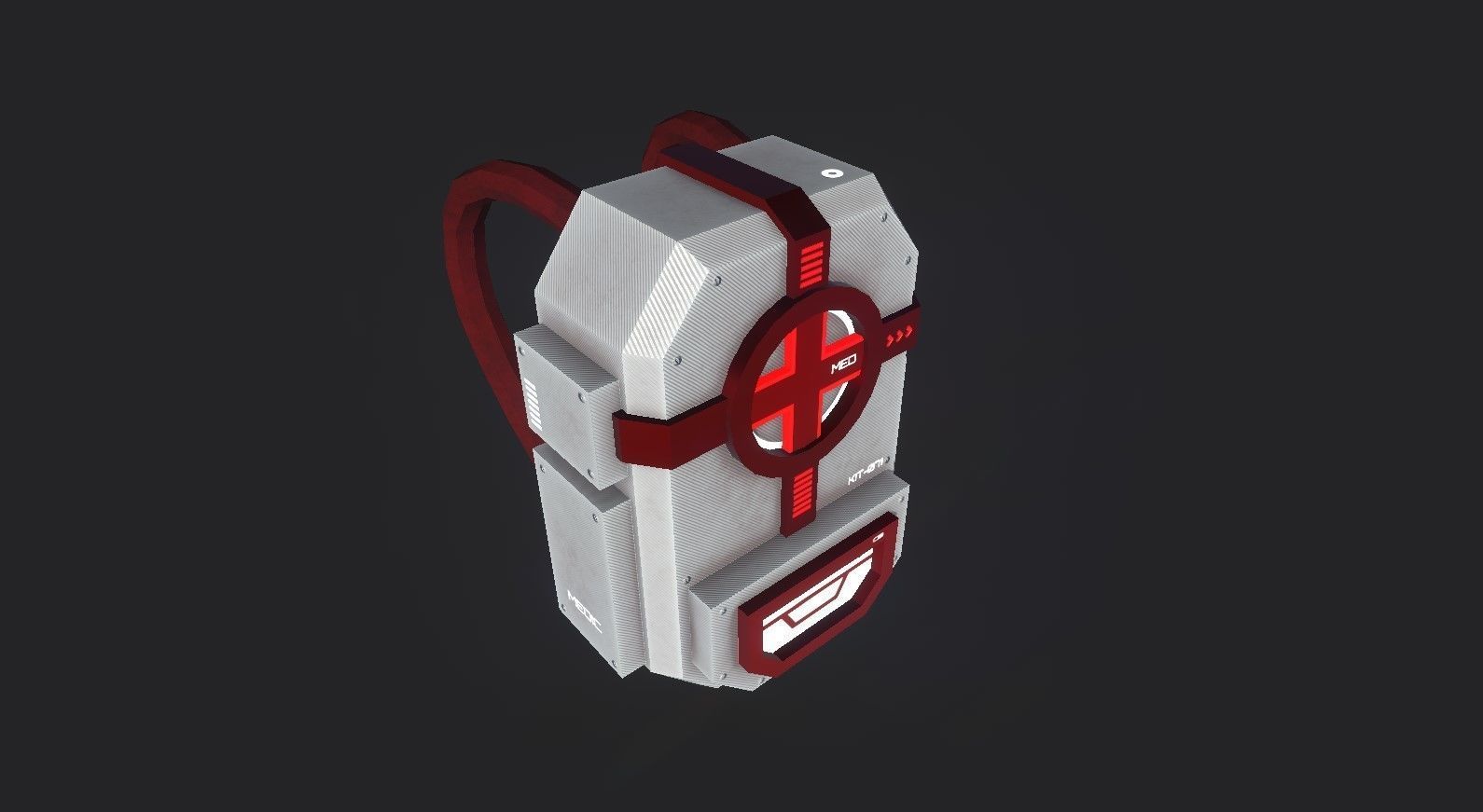 Sci-Fi Medic Kit Backpack - Character Design Low-poly 3D model_5