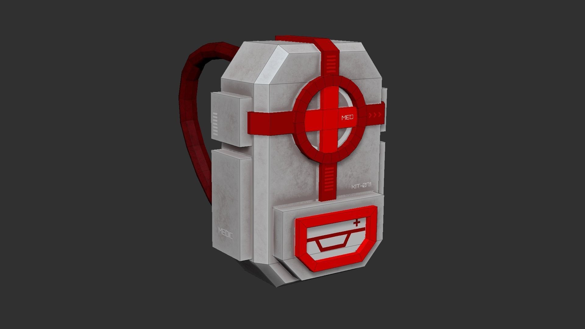 Sci-Fi Medic Kit Backpack - Character Design Low-poly 3D model_13