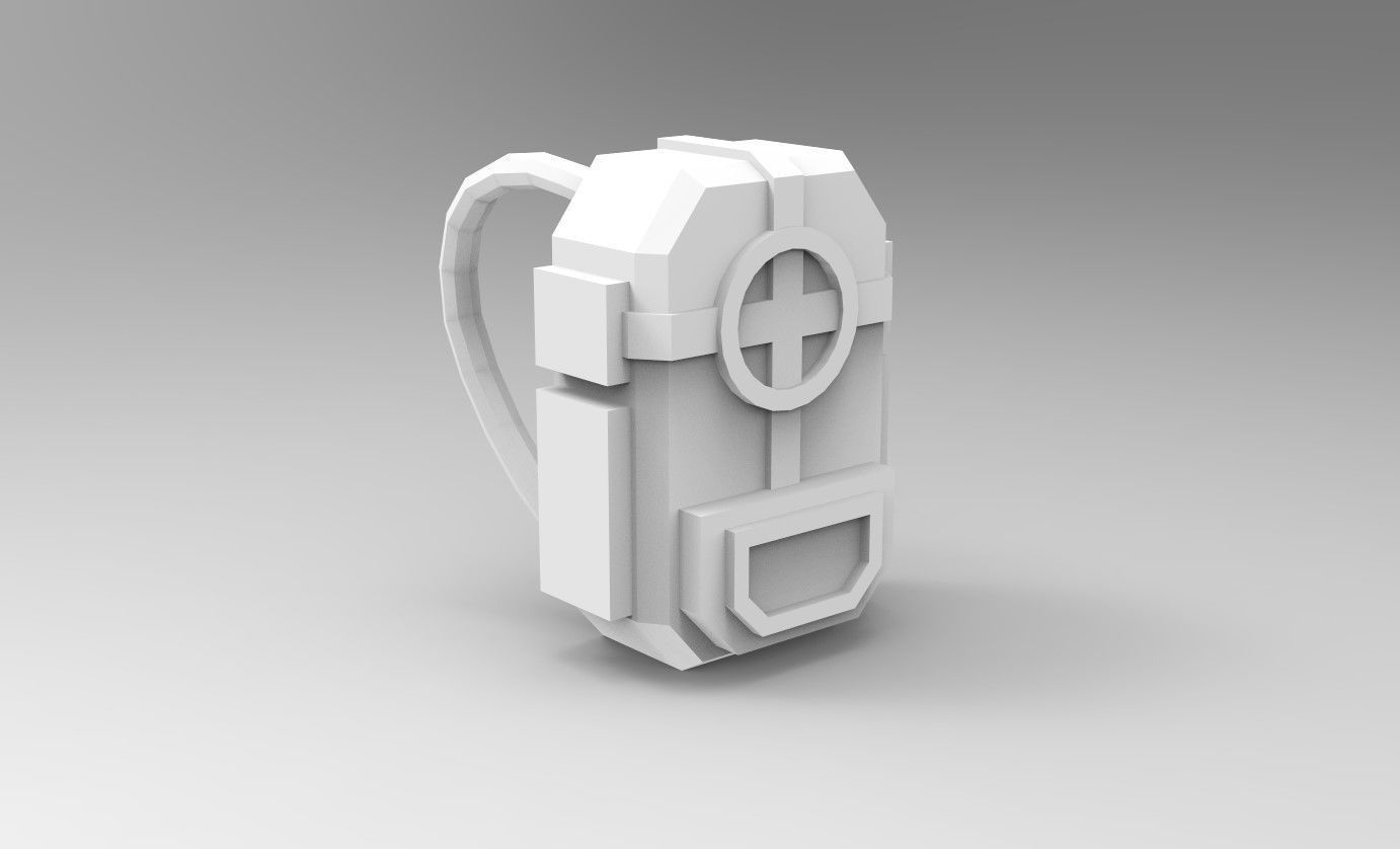 Sci-Fi Medic Kit Backpack - Character Design Low-poly 3D model_6