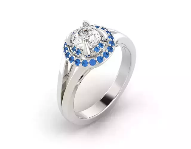 D-0629 sapphire halo engagement ring