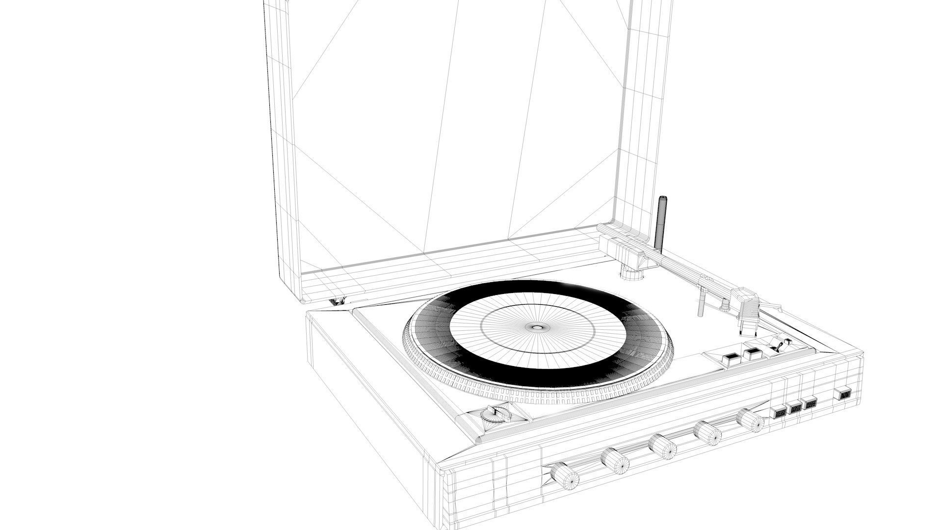 Classic Record Player 3D model_10