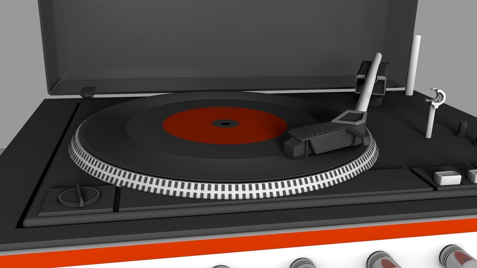 Classic Record Player 3D model_8