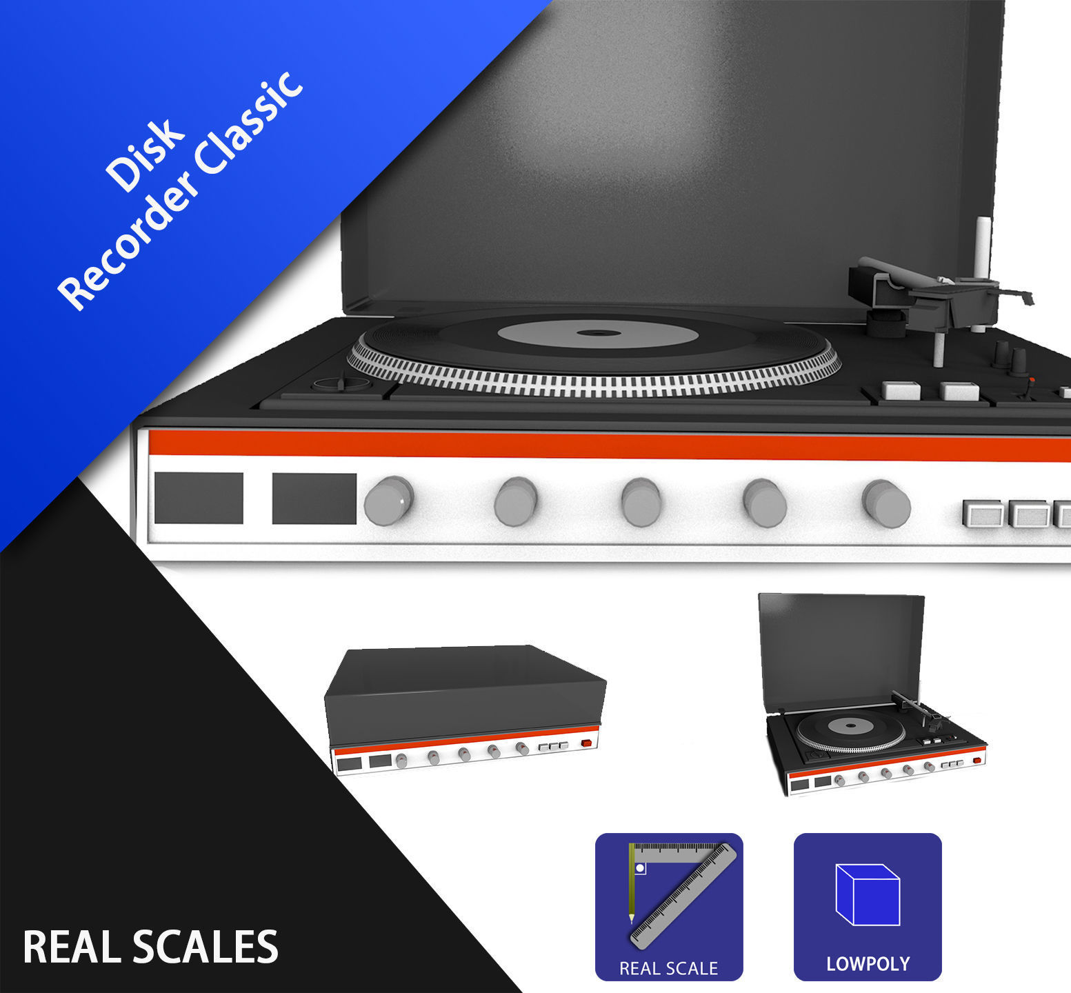 Classic Record Player 3D model_1