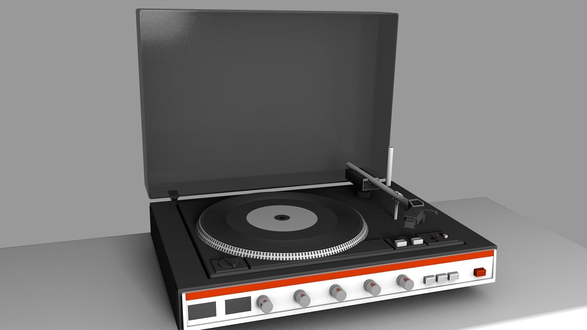 Classic Record Player 3D model_2