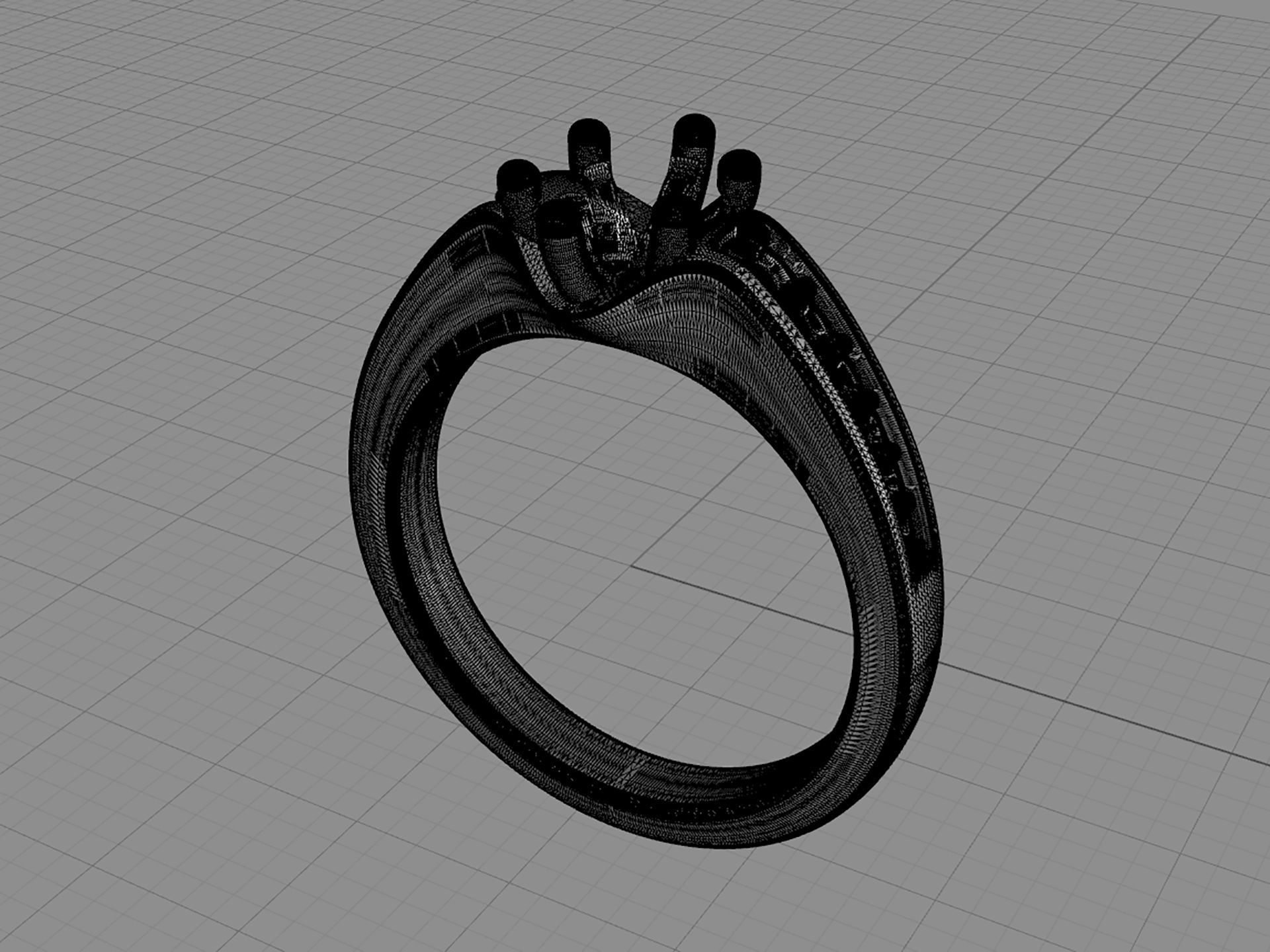 D-0631 sapphire and diamond engagement ring 3D print model_4
