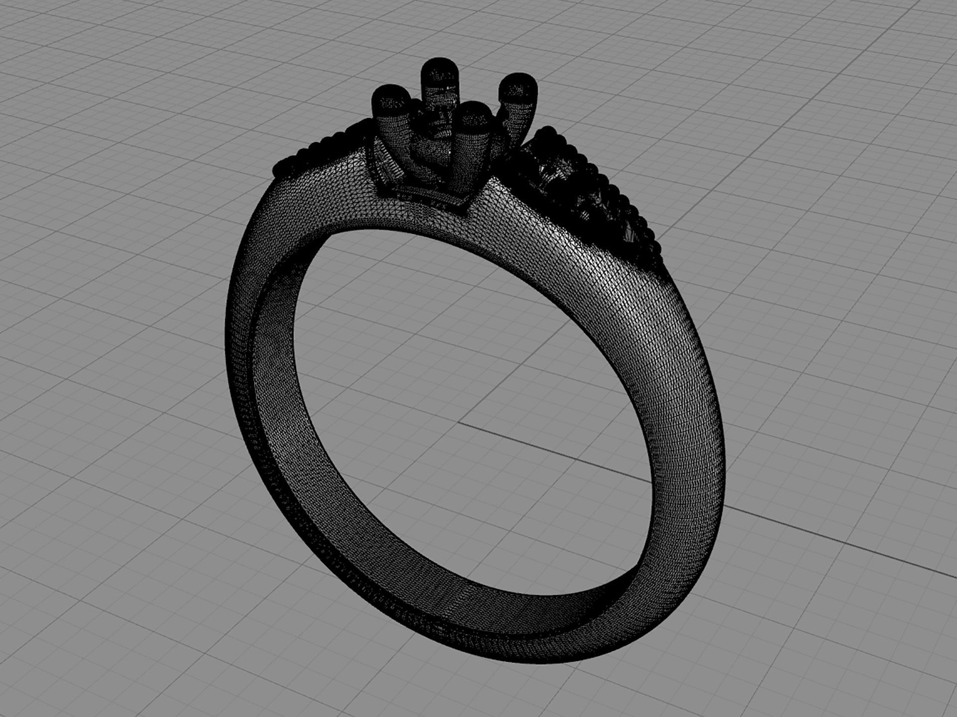 D-0644 diamond engagement ring gold 3D print model_4