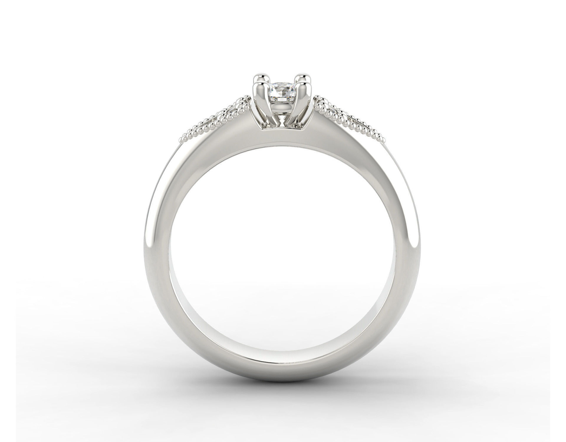 D-0644 diamond engagement ring gold 3D print model_1