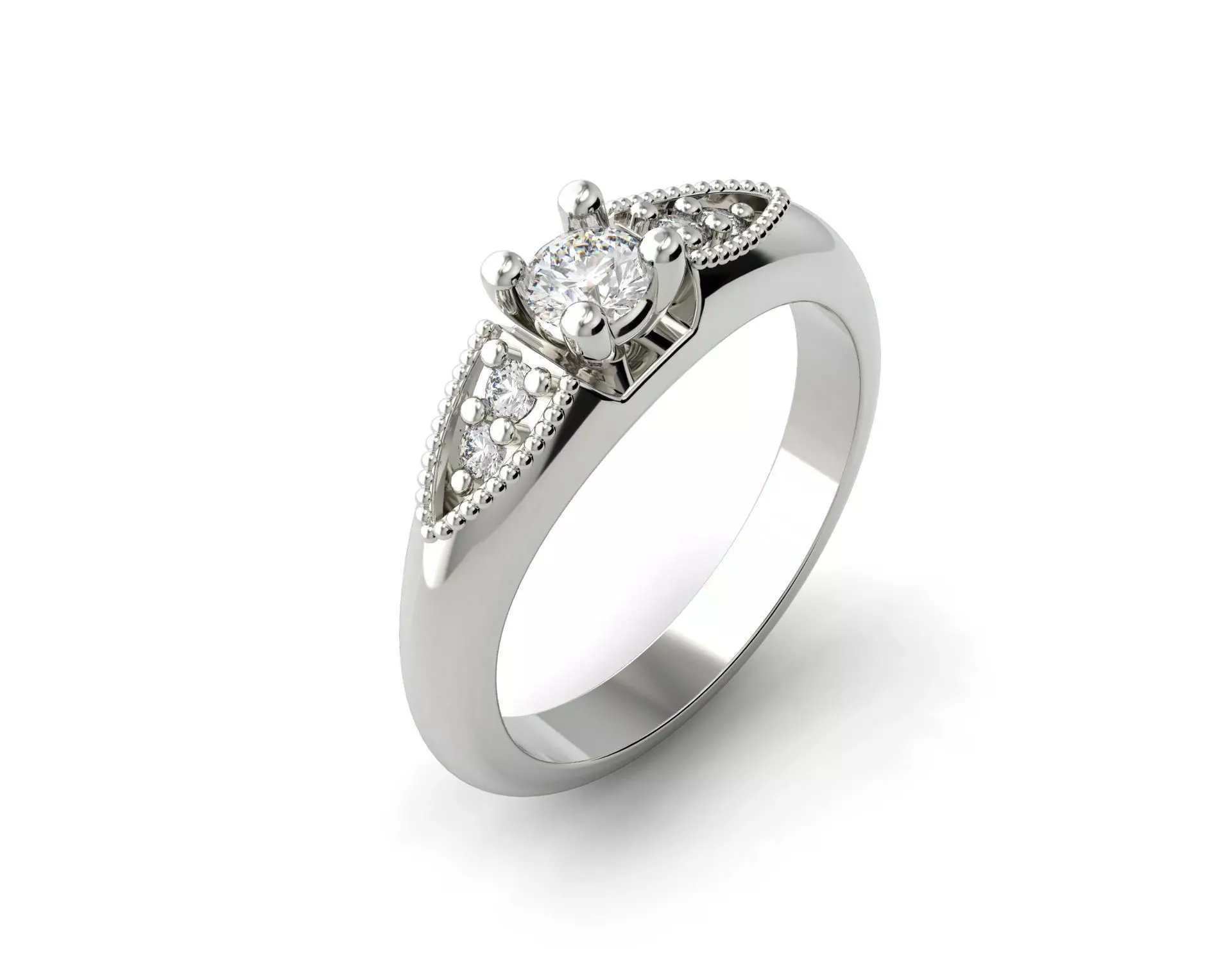 D-0644 diamond engagement ring gold 3D print model_0