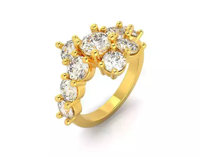 D-0666 diamond cluster ring gold