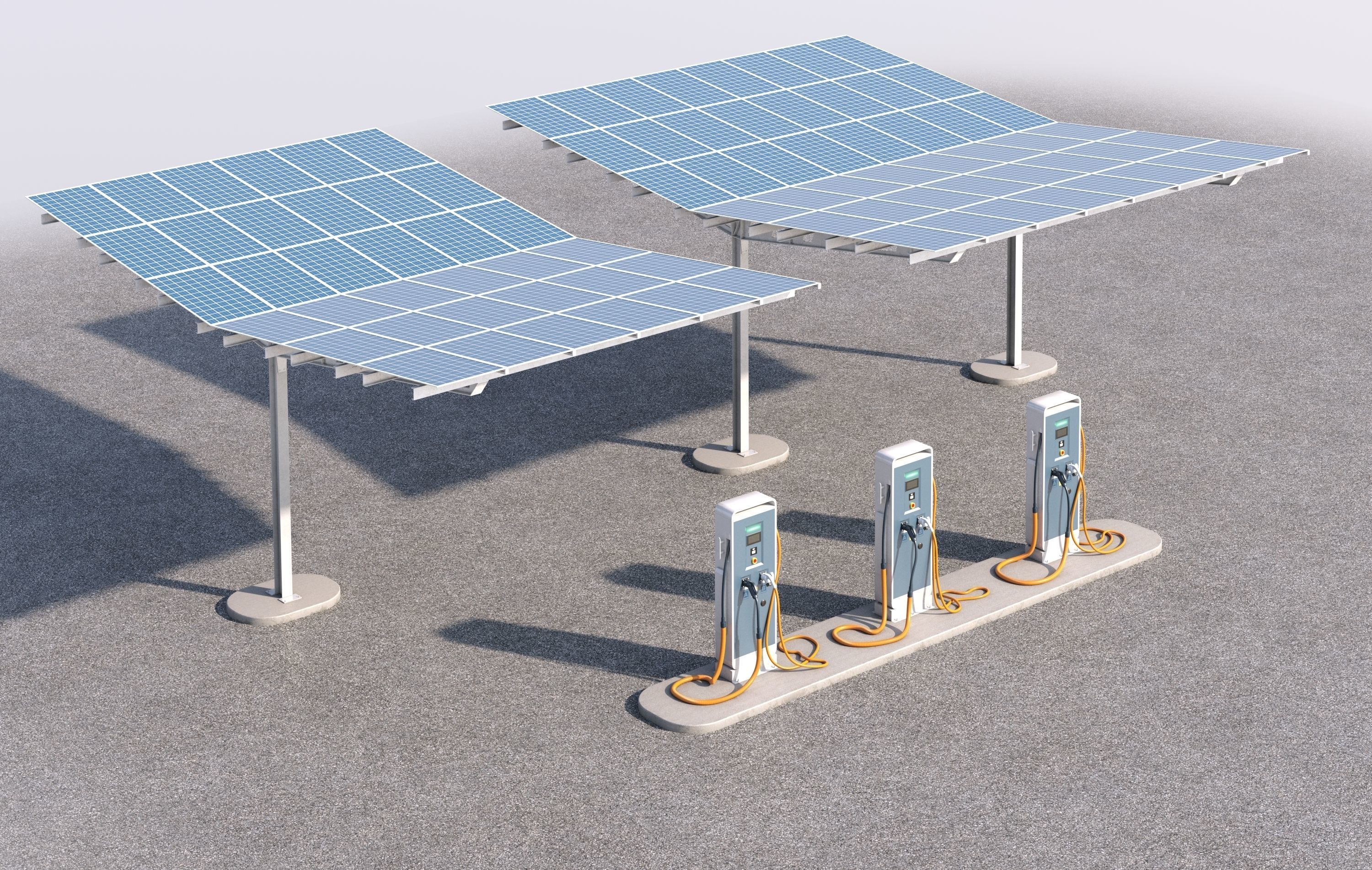 Solar battery charging parking 3D model_12