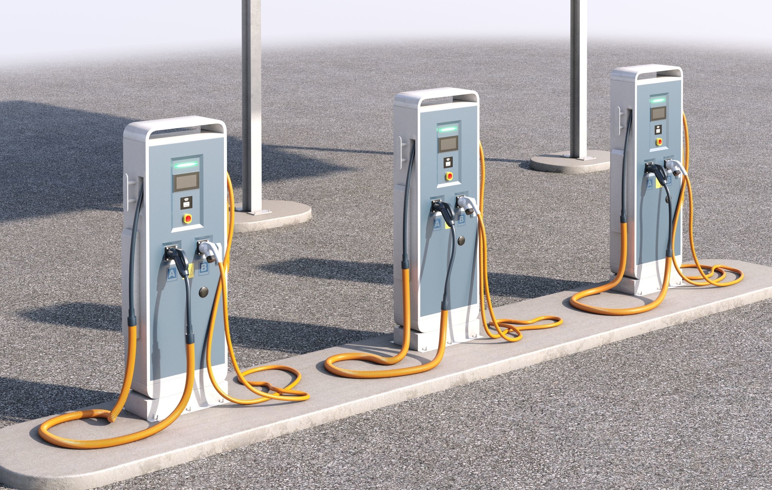 Solar battery charging parking 3D model_10