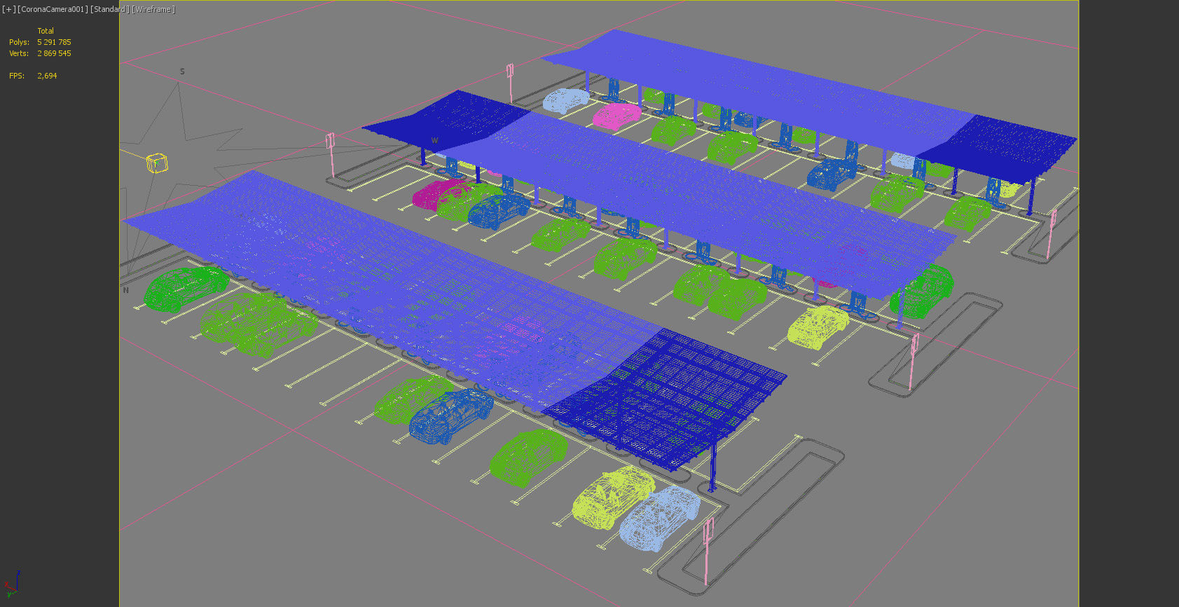 Solar battery charging parking 3D model_15