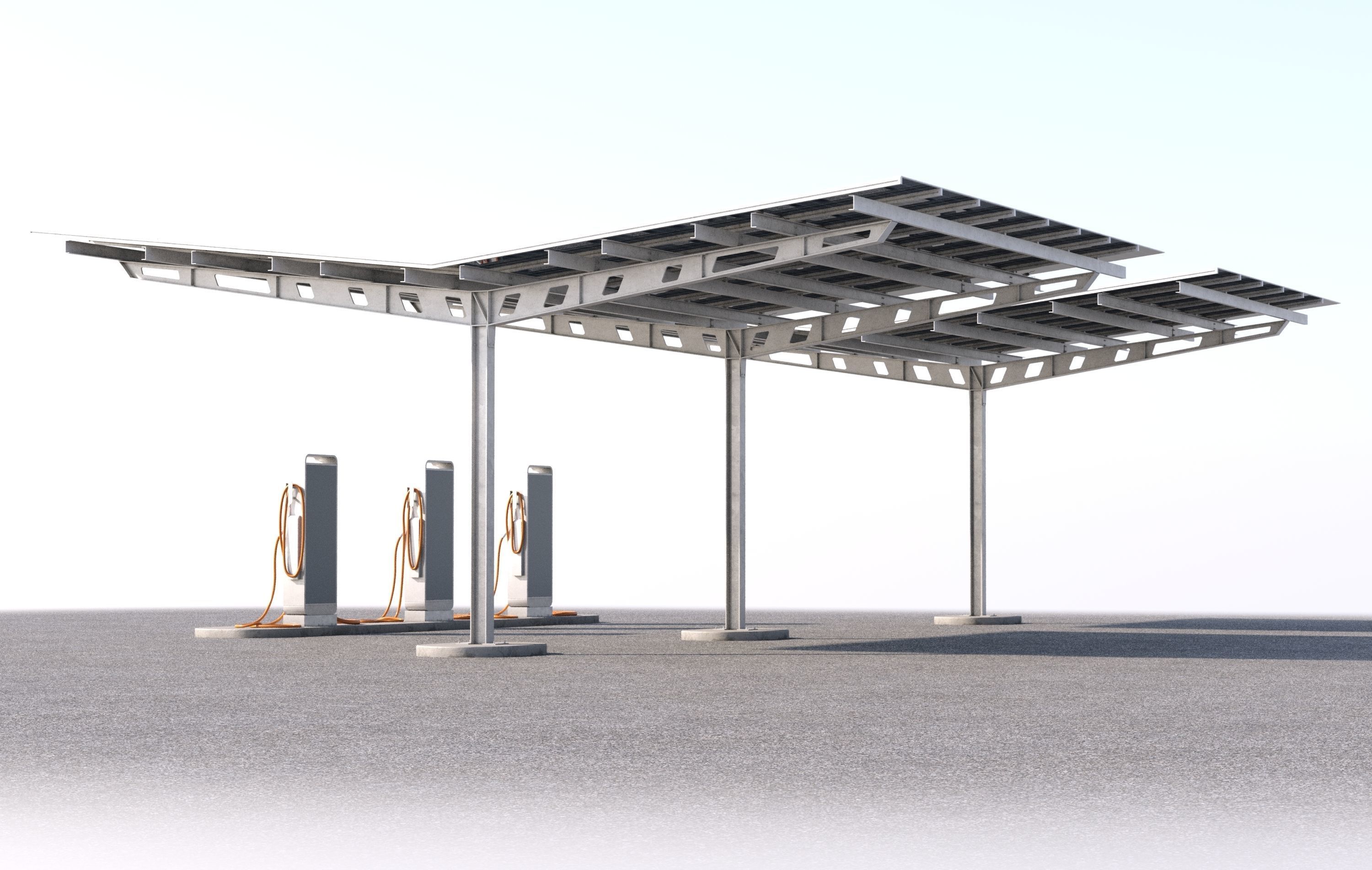 Solar battery charging parking 3D model_13