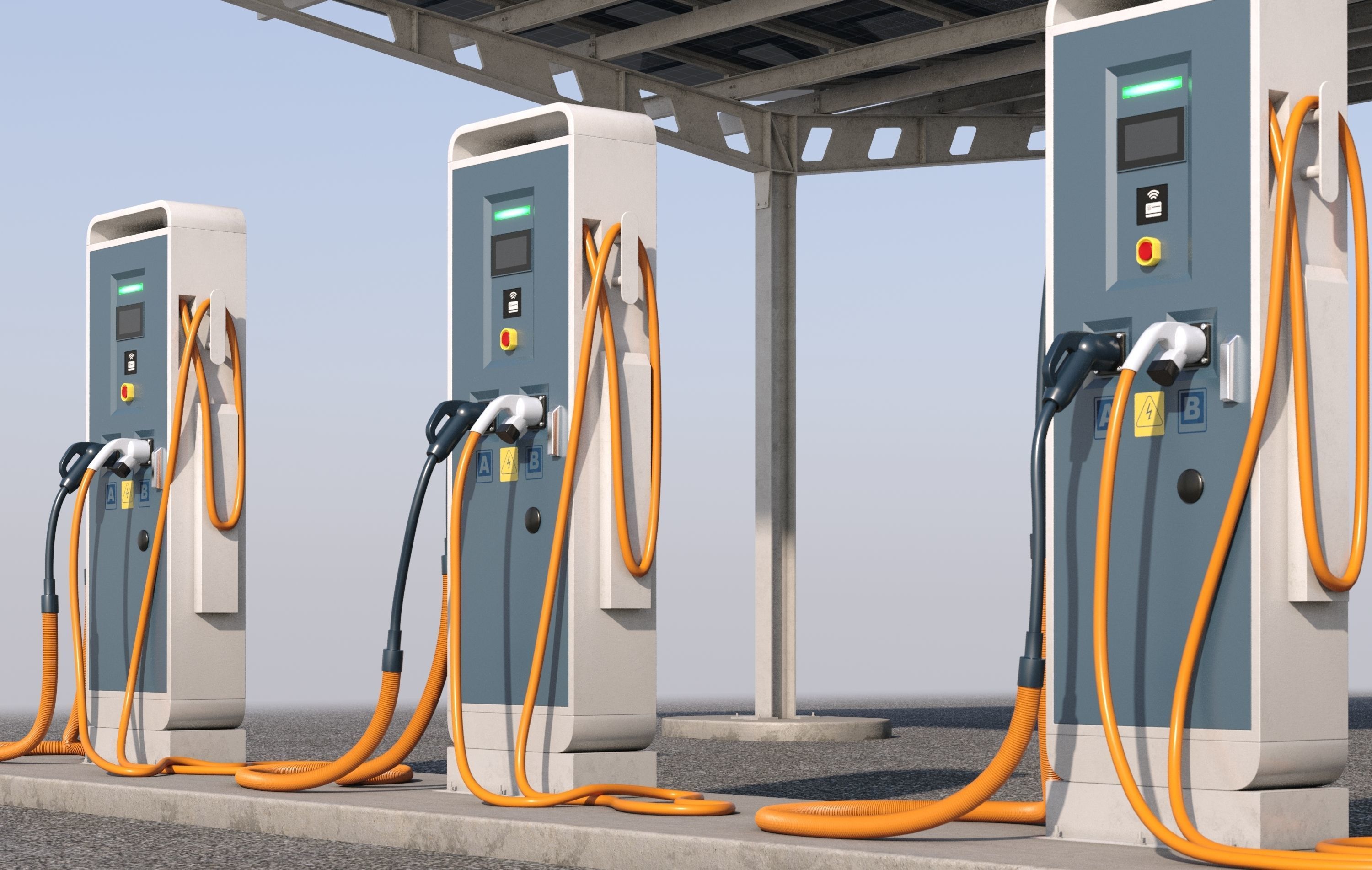 Solar battery charging parking 3D model_9