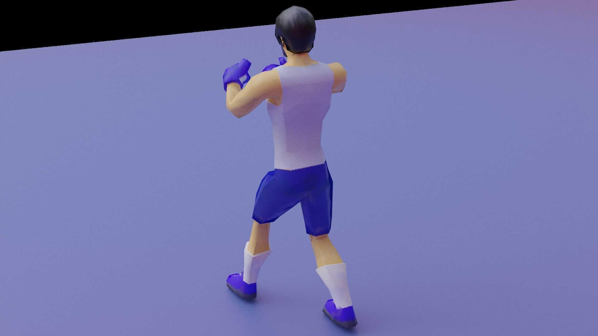 Low poly game ready boxer man in boxing gloves and shorts Free low-poly 3D model_2