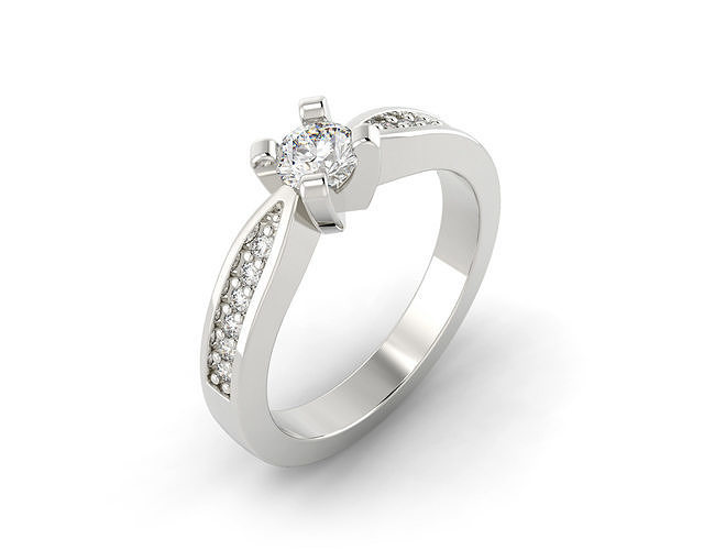 D-0882 diamond engagement ring gold 3D print model