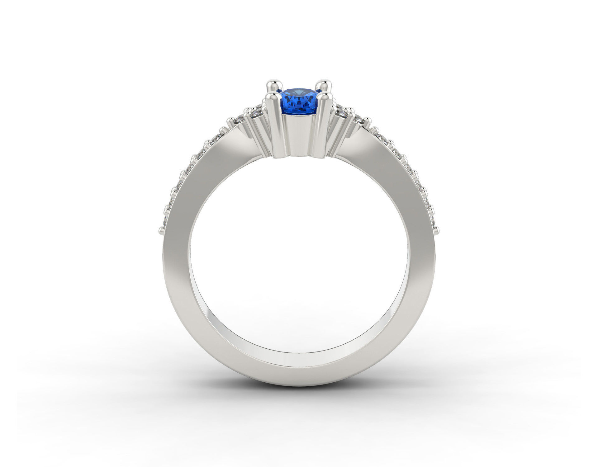 D-0888 oval sapphire and diamond engagement ring 3D print model_1