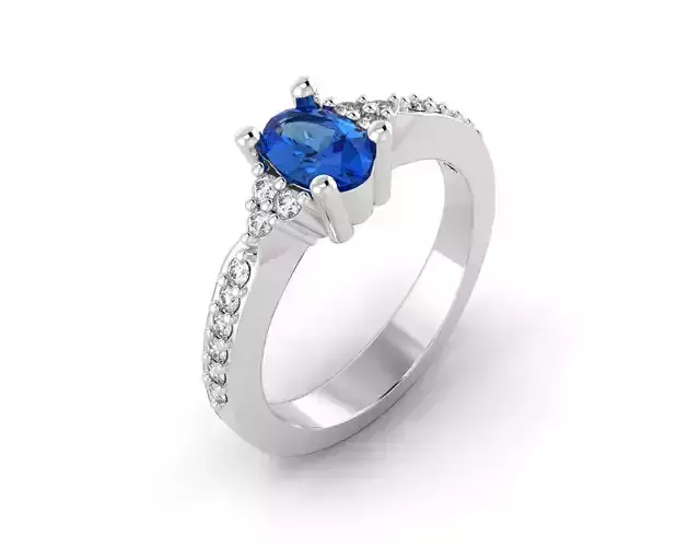 D-0888 oval sapphire and diamond engagement ring