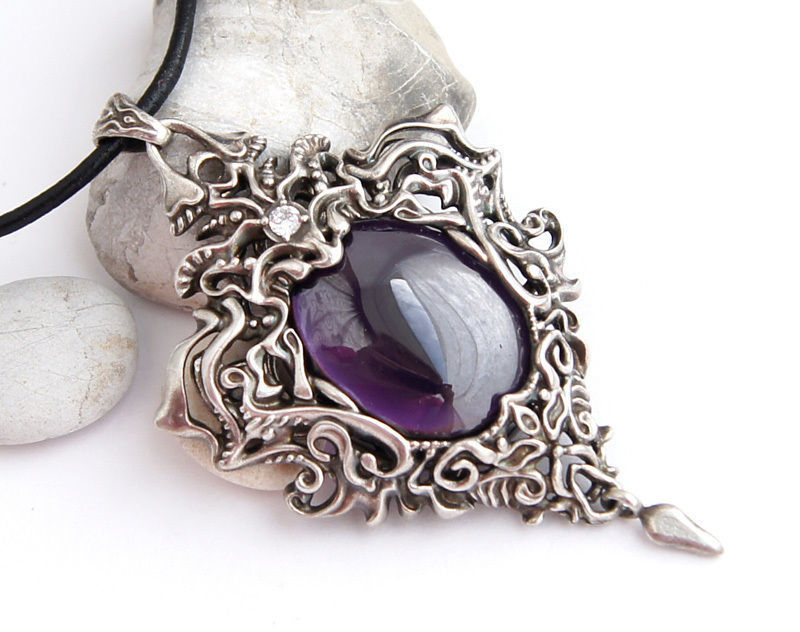 A bundle of fantasy pendants 3d models with stones for oxidizing 3D print model_24