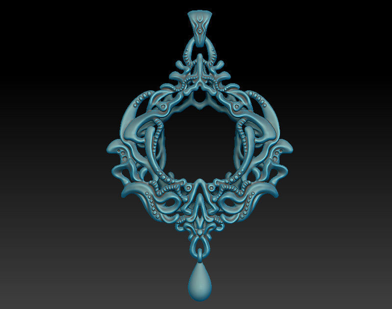A bundle of fantasy pendants 3d models with stones for oxidizing 3D print model_1