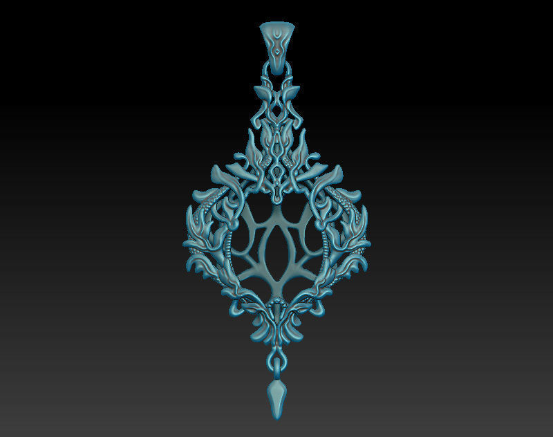 A bundle of fantasy pendants 3d models with stones for oxidizing 3D print model_17