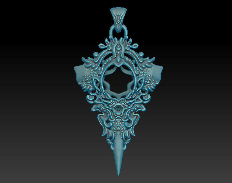 A bundle of fantasy pendants 3d models with stones for oxidizing 3D print model_13