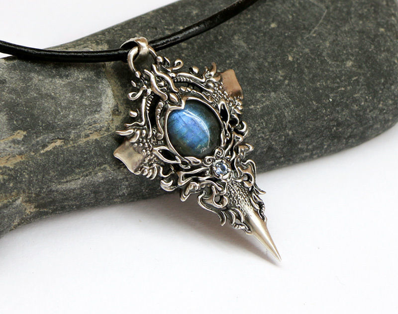A bundle of fantasy pendants 3d models with stones for oxidizing 3D print model_14