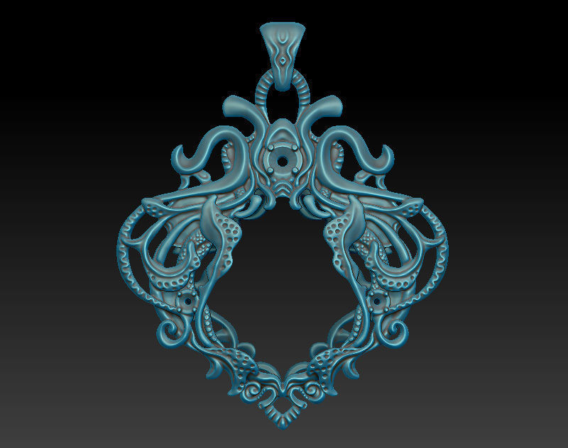 A bundle of fantasy pendants 3d models with stones for oxidizing 3D print model_11