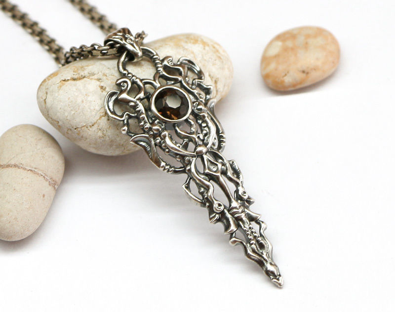 A bundle of fantasy pendants 3d models with stones for oxidizing 3D print model_22