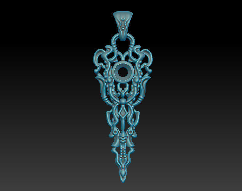 A bundle of fantasy pendants 3d models with stones for oxidizing 3D print model_21