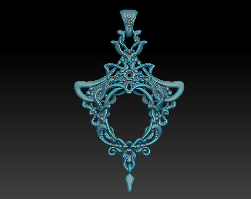 A bundle of fantasy pendants 3d models with stones for oxidizing 3D print model_7
