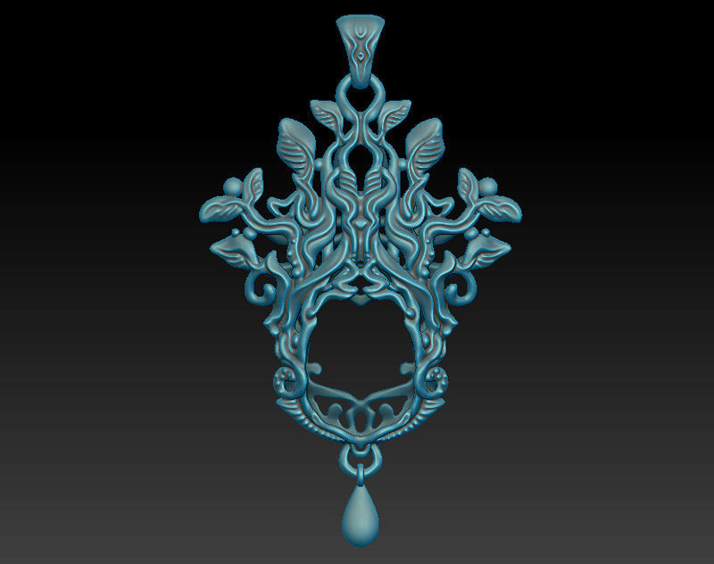 A bundle of fantasy pendants 3d models with stones for oxidizing 3D print model_9