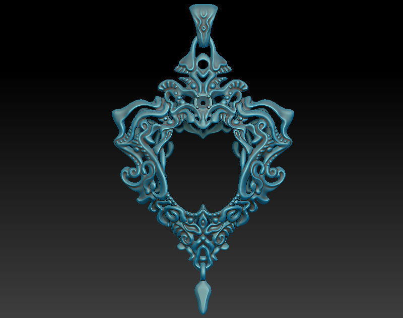 A bundle of fantasy pendants 3d models with stones for oxidizing 3D print model_23