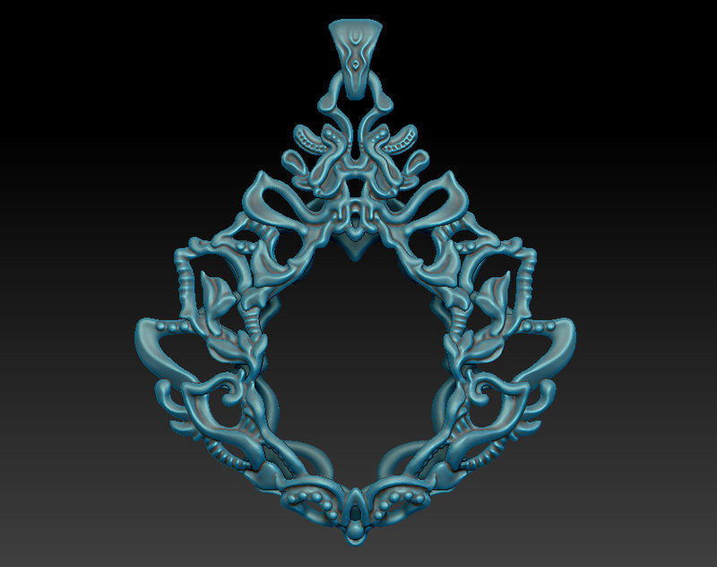 A bundle of fantasy pendants 3d models with stones for oxidizing 3D print model_5