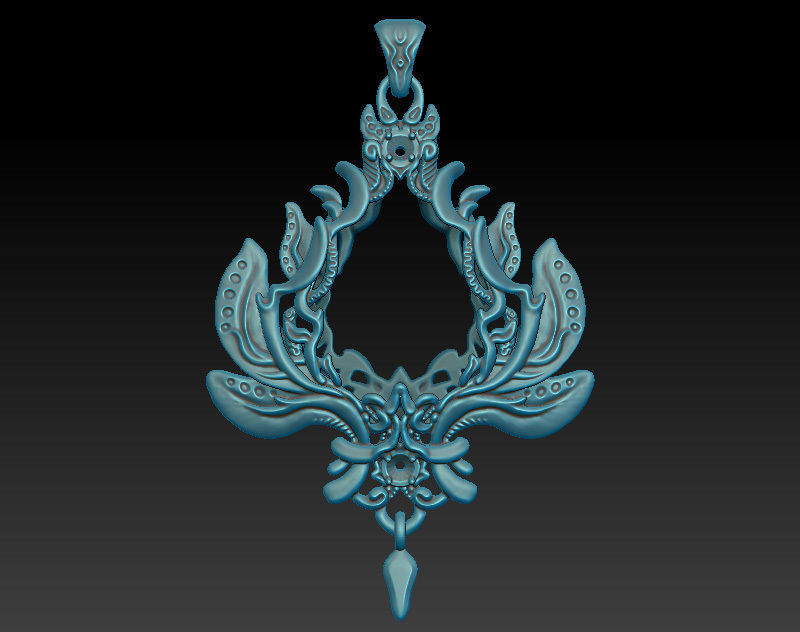A bundle of fantasy pendants 3d models with stones for oxidizing 3D print model_15