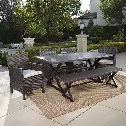 Brown Dakoda Outdoor 6 Piece Dining Set with Cushions