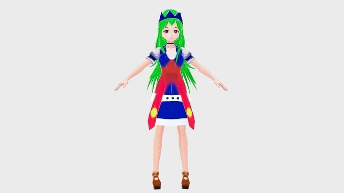 MARIANDALE CHARACTER ANIME 3D MODEL T-POSE SHAPE KEYS Low-poly 3D model
