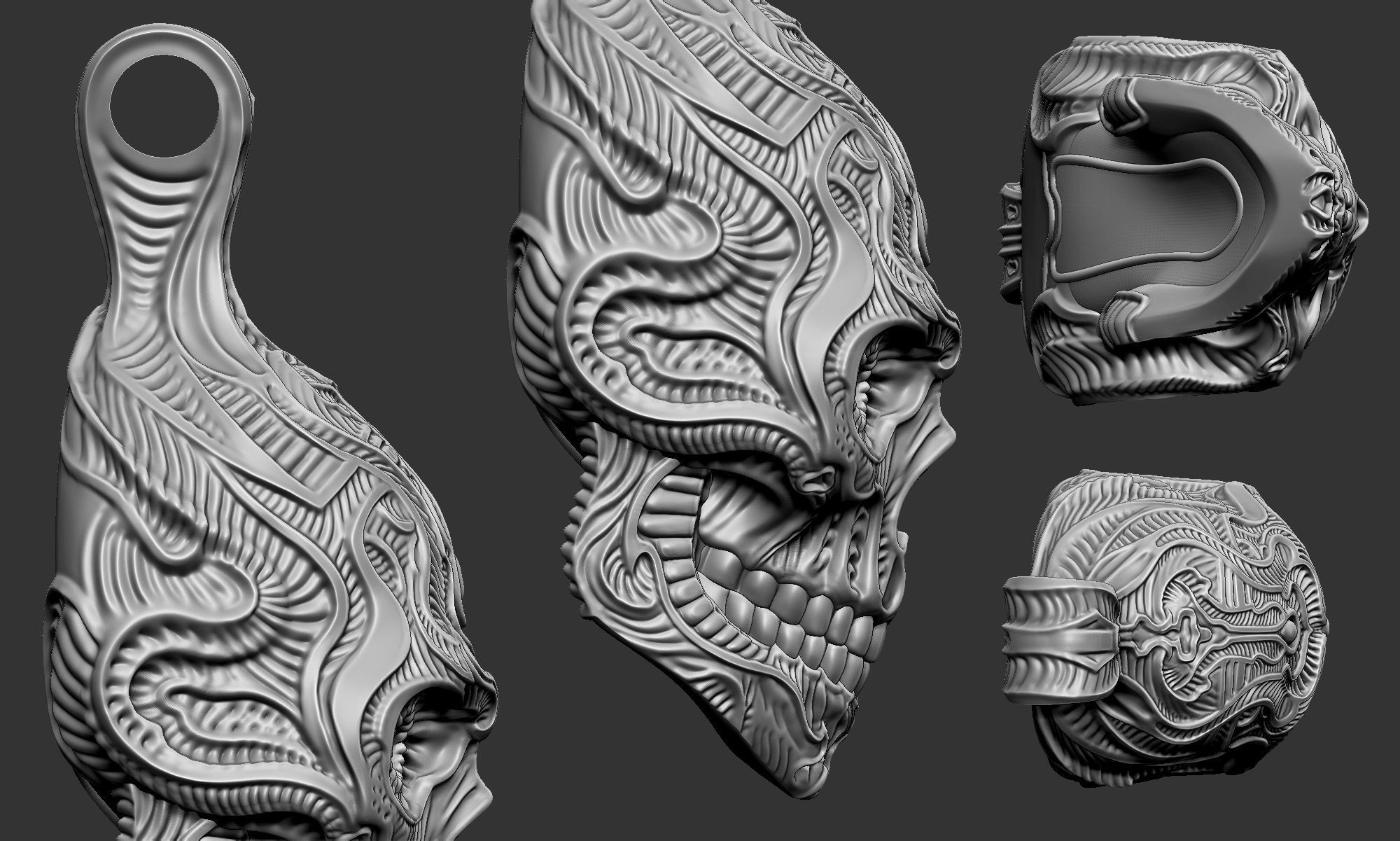 Fancy Skull pendant 3D print model_12