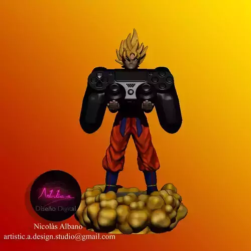Goku Supersayan - Joystick and cellphone support  3D print model
