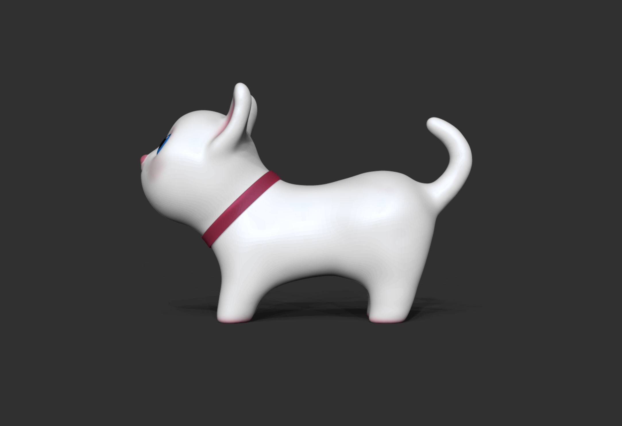 White cute cat - 3d printable 3d model - STL 3D print model_3